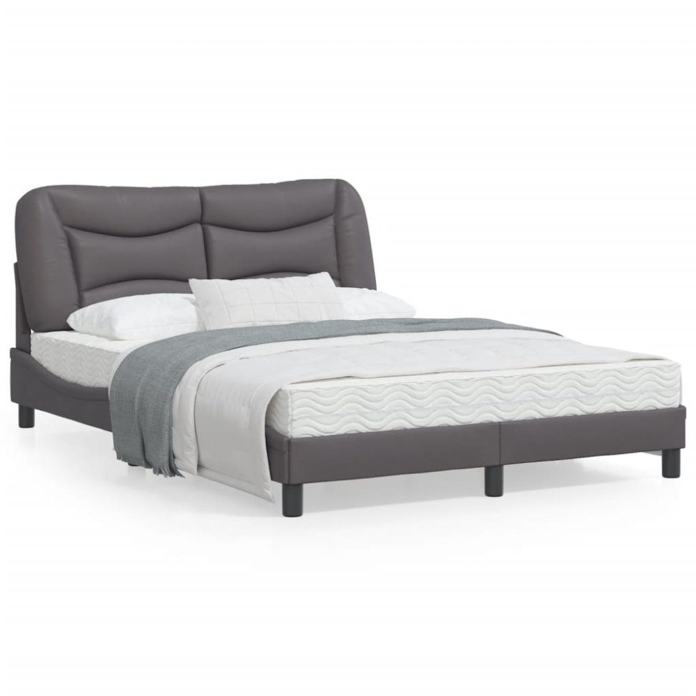 vidaXL Bed Frame with LED without Mattress "Hvar" Grey 140x190 cm
