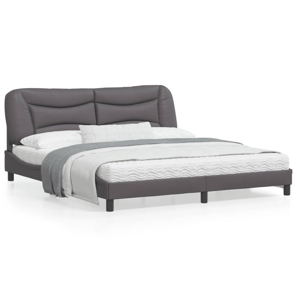 vidaXL Bed Frame with LED without Mattress "Hvar" Grey 180x200 cm
