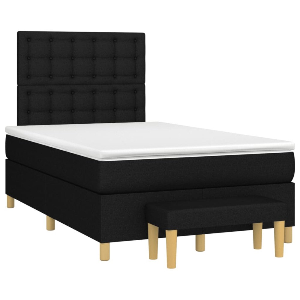 vidaXL Ramsäng med madrass svart 120x190 cm tyg