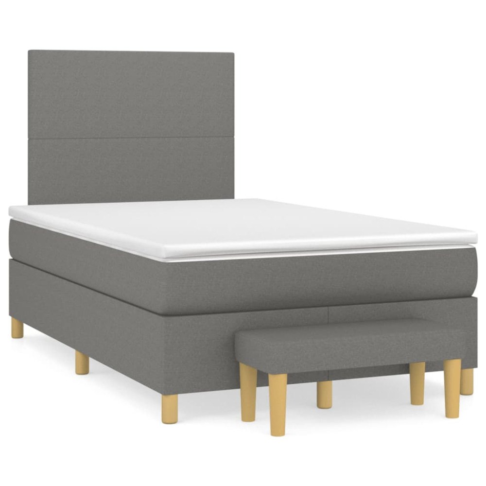 vidaXL Ramsäng med madrass mörkgrå 120x190 cm tyg
