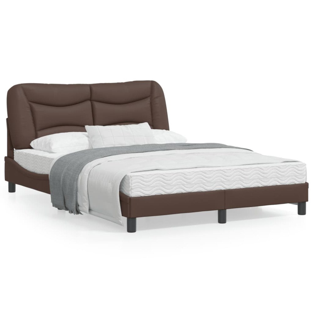 vidaXL Bed Frame with LED without Mattress "Hvar" Brown 140x190 cm