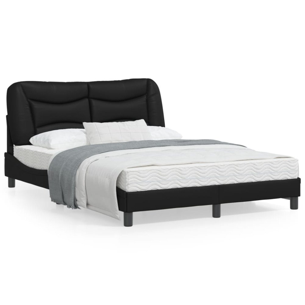 vidaXL Bed Frame with LED without Mattress "Hvar" Black 140x200 cm