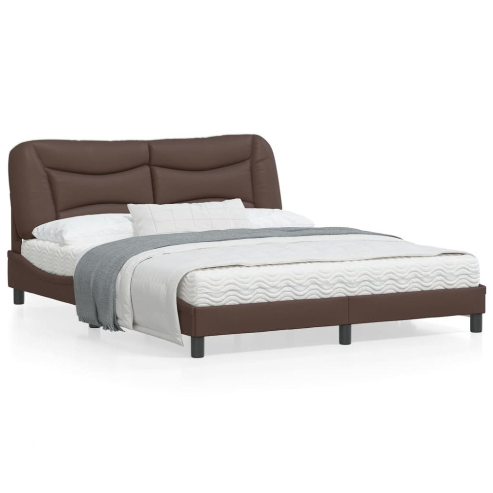 vidaXL Bed Frame with LED without Mattress "Hvar" Brown 160x200 cm