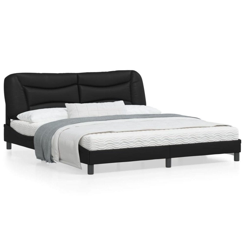 vidaXL Bed Frame with LED without Mattress "Hvar" Black 180x200 cm