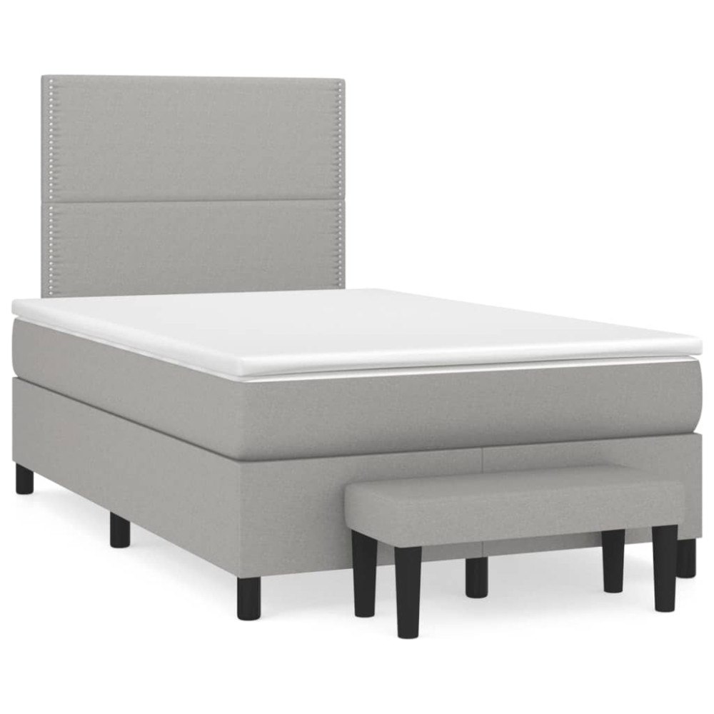 vidaXL Ramsäng med madrass ljusgrå 120x190 cm tyg