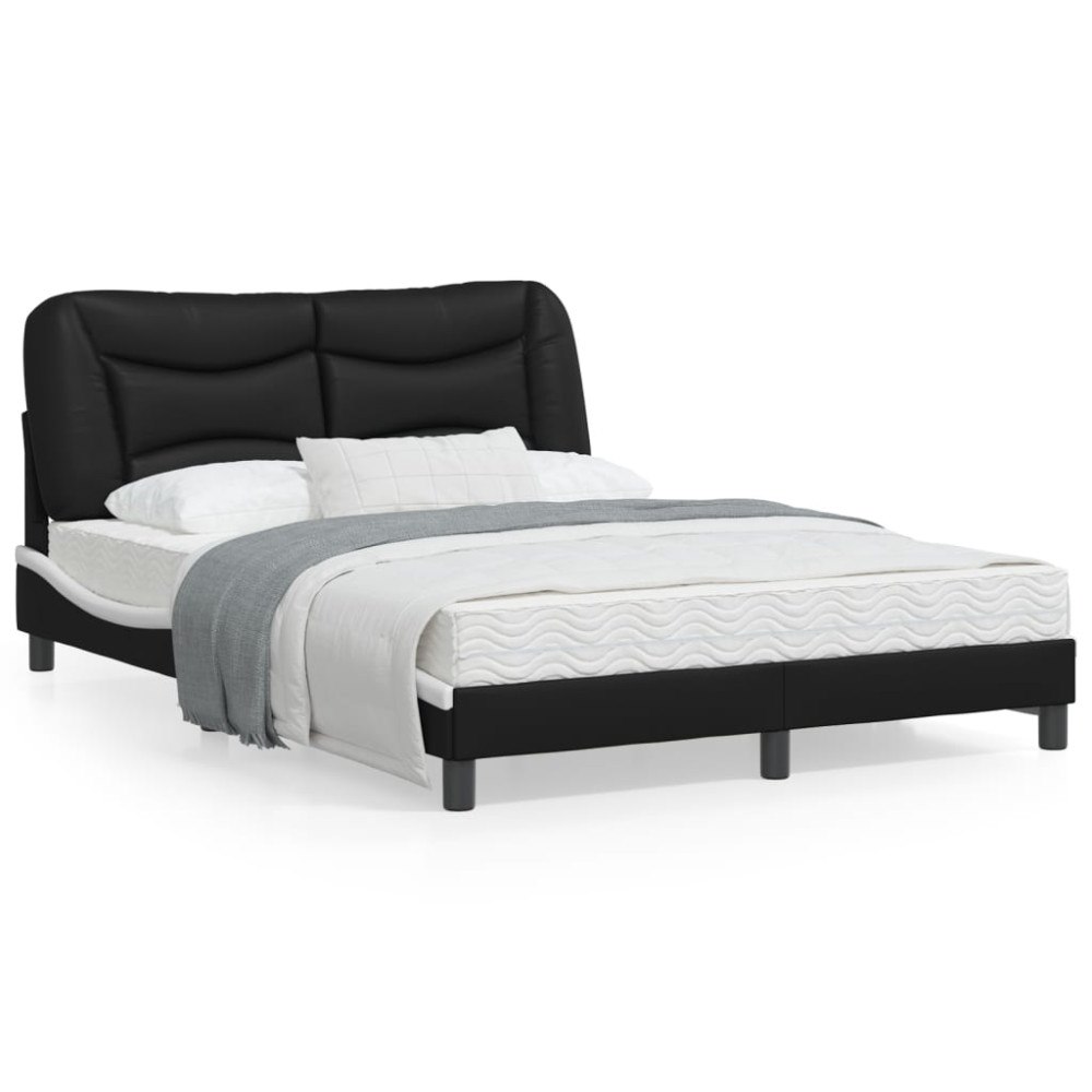 vidaXL Bed Frame with LED without Mattress "Hvar" Black and White 120x200 cm