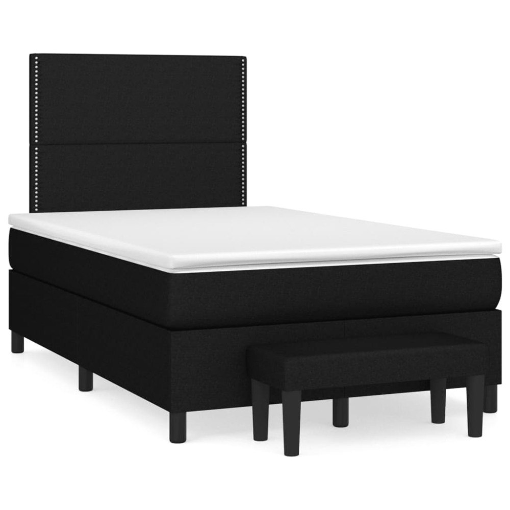 vidaXL Ramsäng med madrass svart 120x190 cm tyg