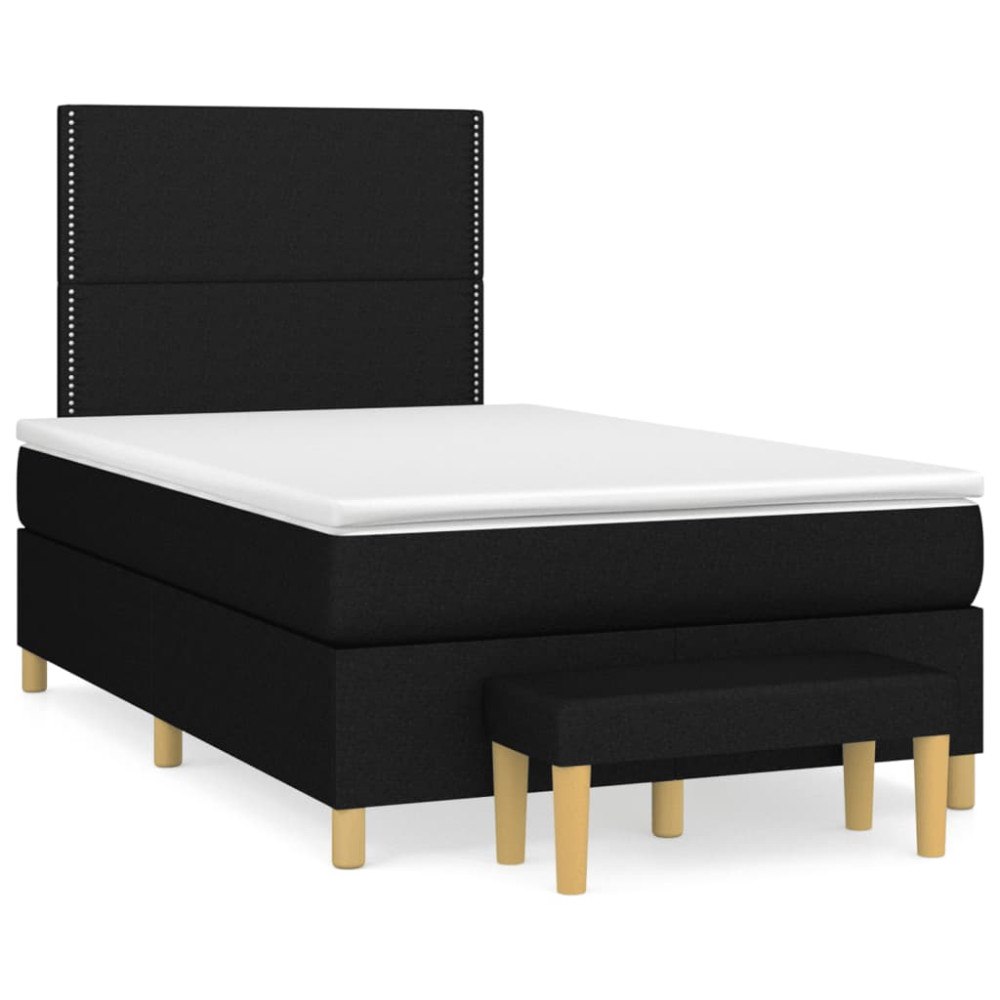 vidaXL Ramsäng med madrass svart 120x190 cm tyg