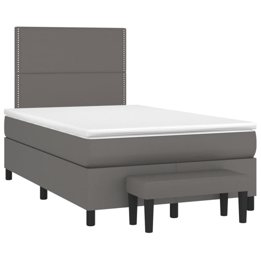 vidaXL Ramsäng med bäddmadrass grå 120x190 cm konstläder