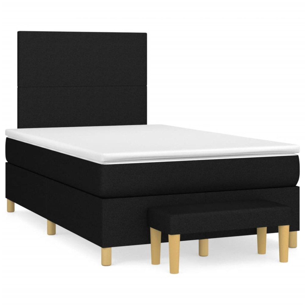 vidaXL Ramsäng med madrass svart 120x190 cm tyg