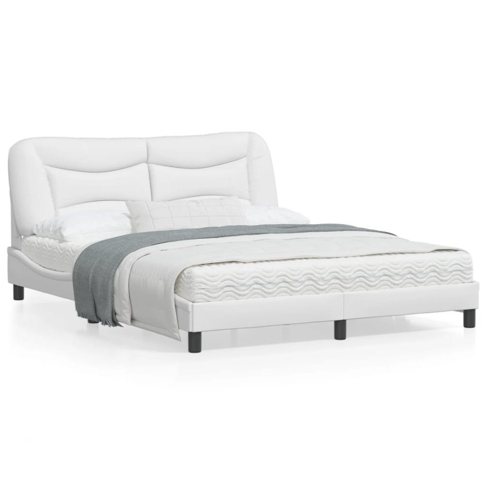 vidaXL Bed Frame with LED without Mattress "Hvar" White 160x200 cm