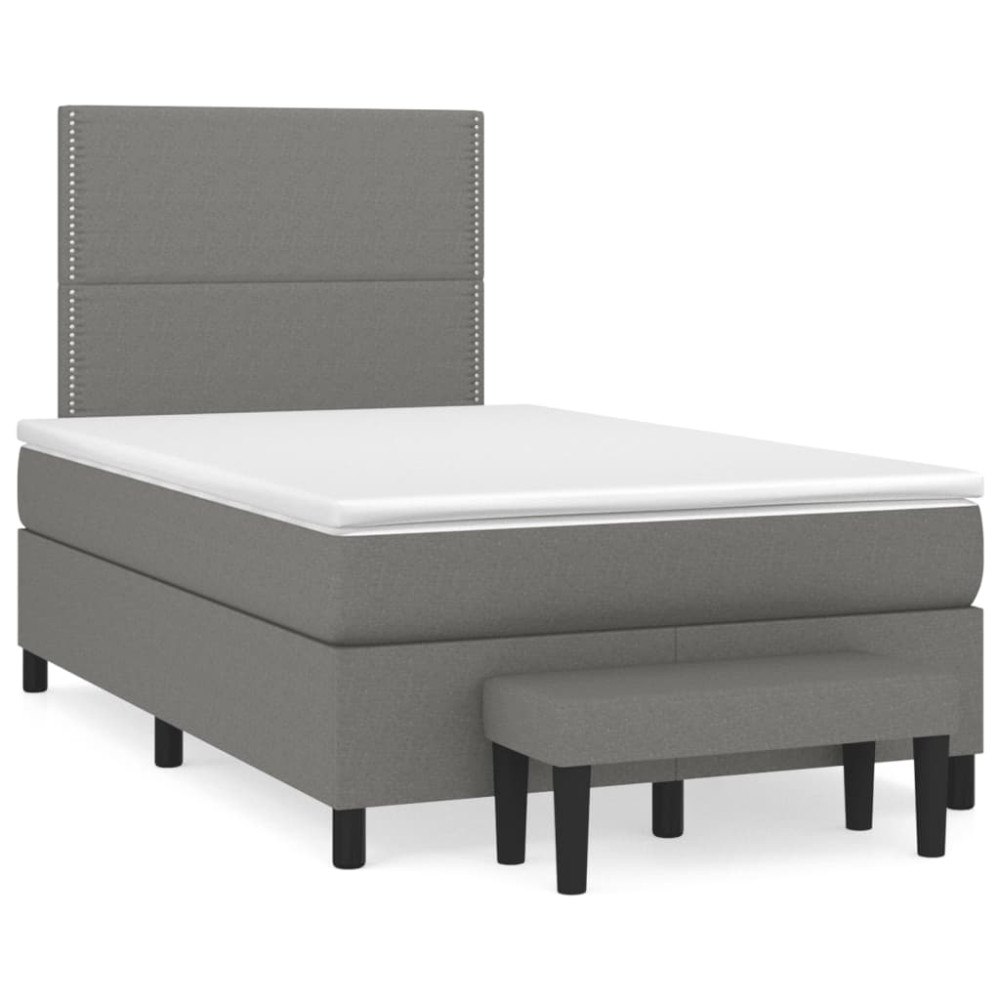 vidaXL Ramsäng med madrass mörkgrå 120x190 cm tyg
