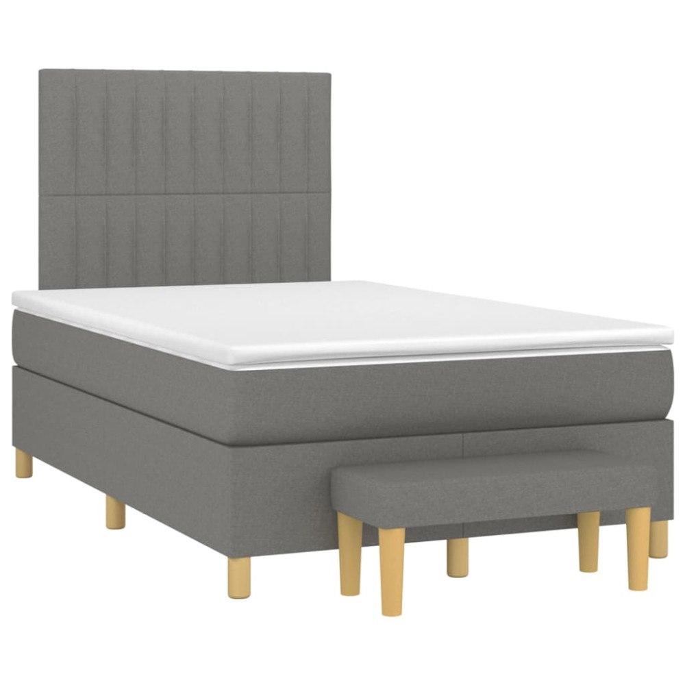 vidaXL Ramsäng med madrass mörkgrå 120x190 cm tyg