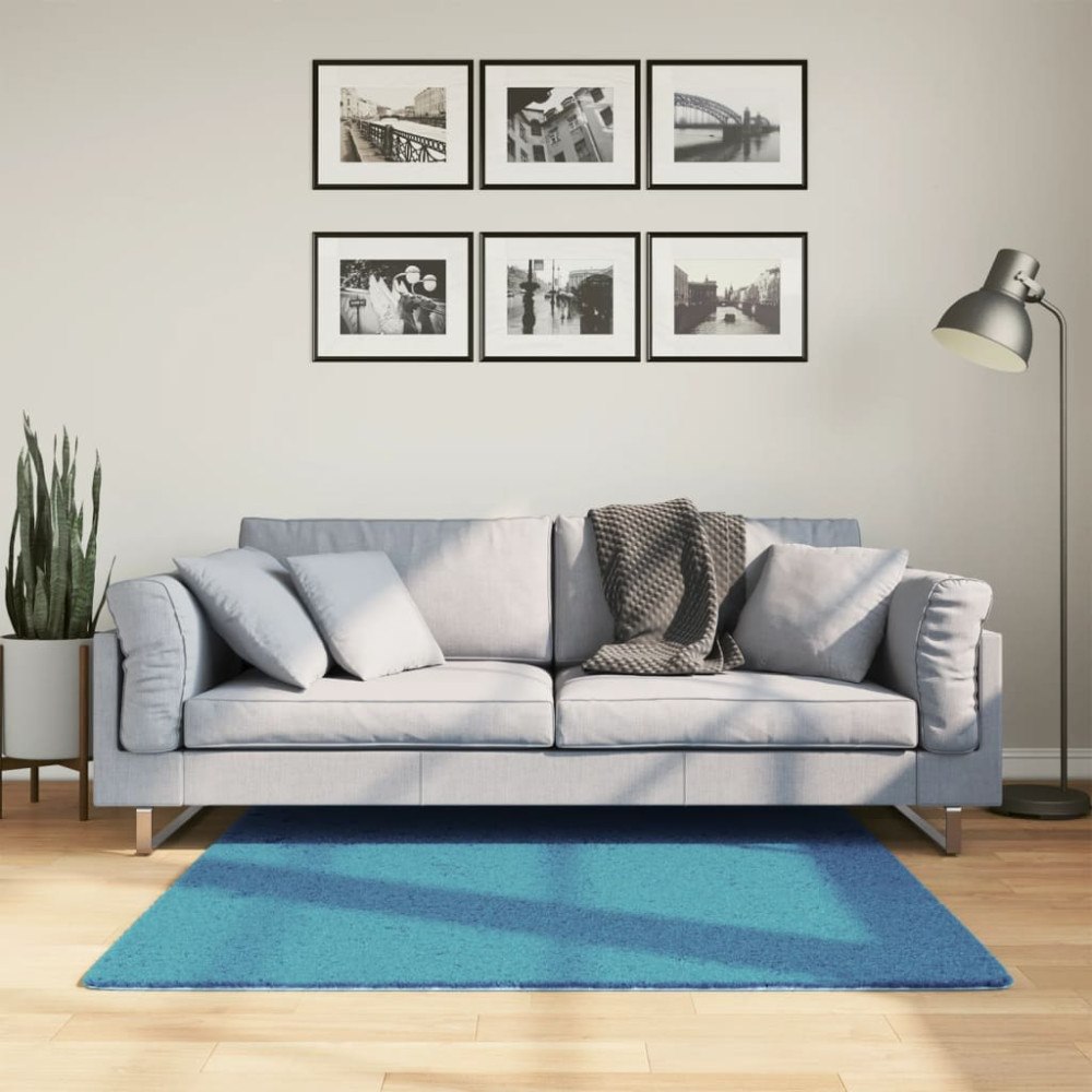vidaXL Matta OVIEDO kort lugg turkos 120x120 cm