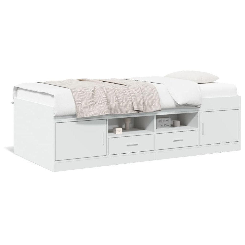 vidaXL Dagbädd med lådor utan madrass vit 100x200 cm