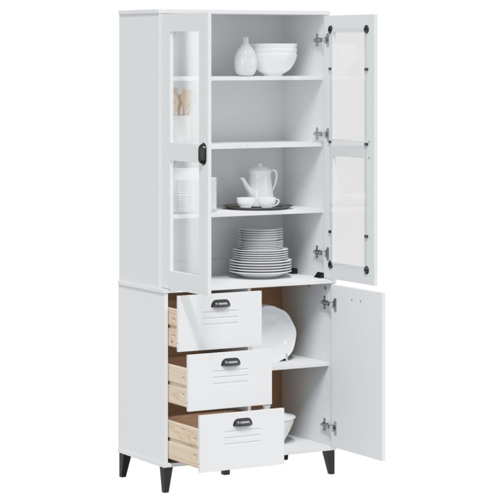 vidaXL Vitrinskåp VIKEN vit 80x40x190 cm massiv furu