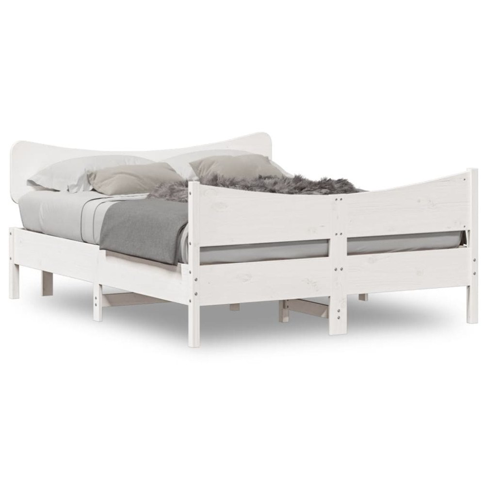 vidaXL Sängram utan madrass vit 150x200 cm massiv furu