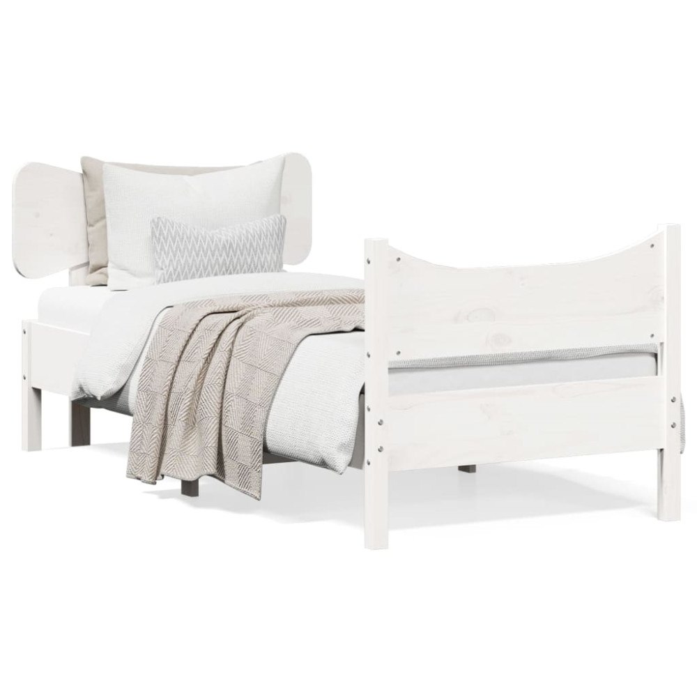 vidaXL Sängram utan madrass vit 75x190 cm massiv furu