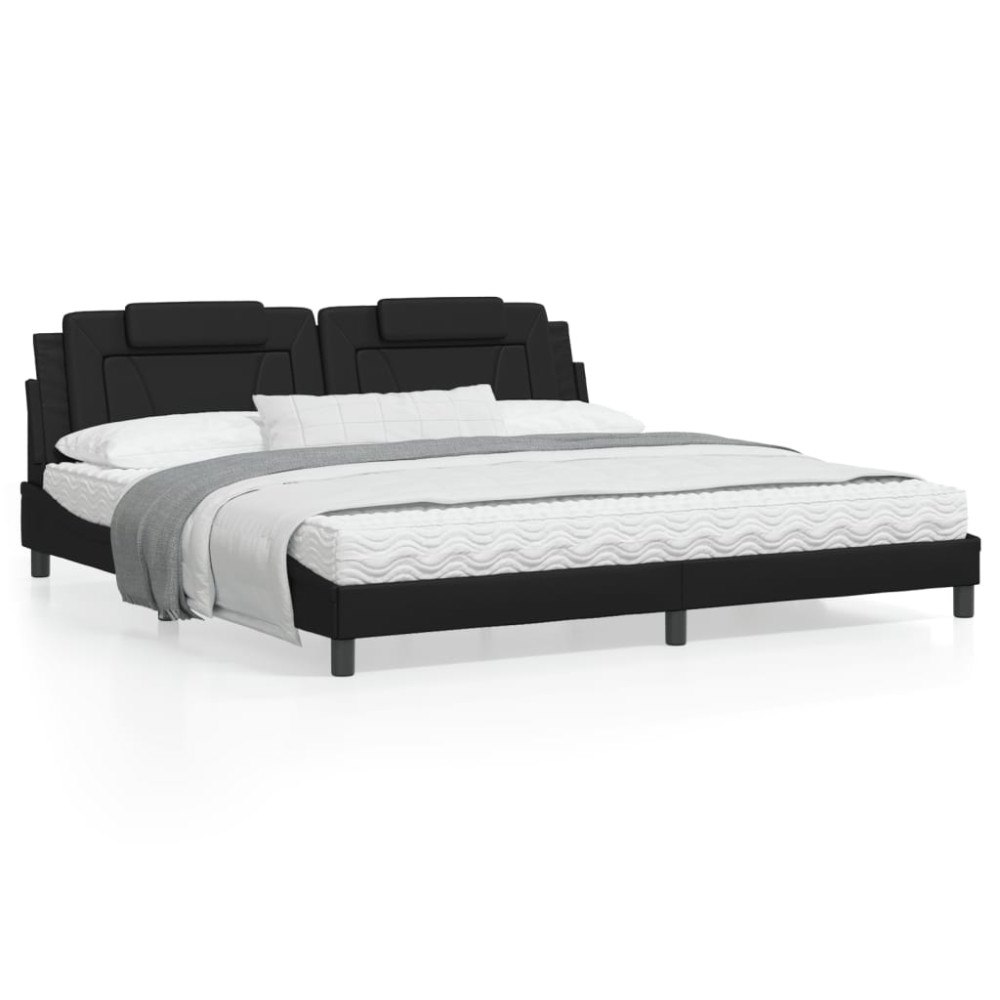 vidaXL Bed "Viana" with Mattress Black 200x200 cm Faux Leather