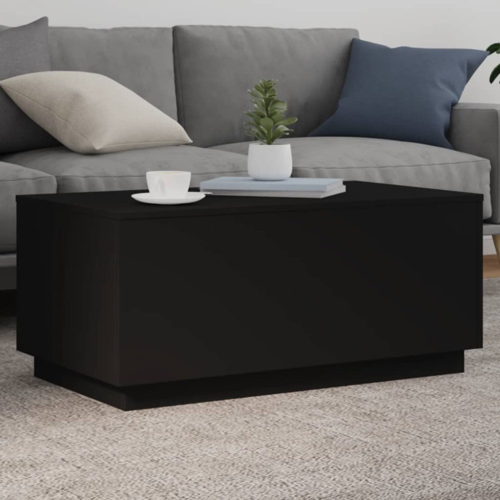 vidaXL Soffbord med LED svart 90x50x40 cm