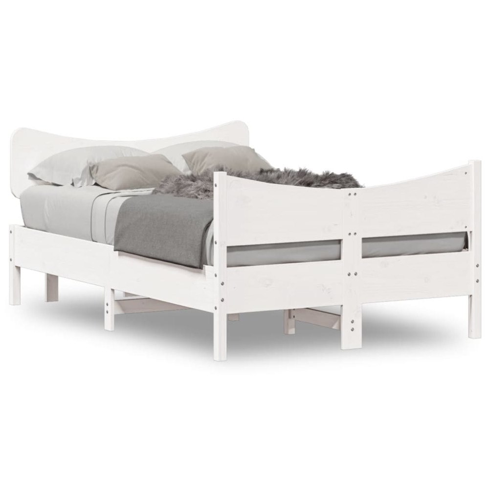 vidaXL Sängram utan madrass vit 120x190 cm massiv furu