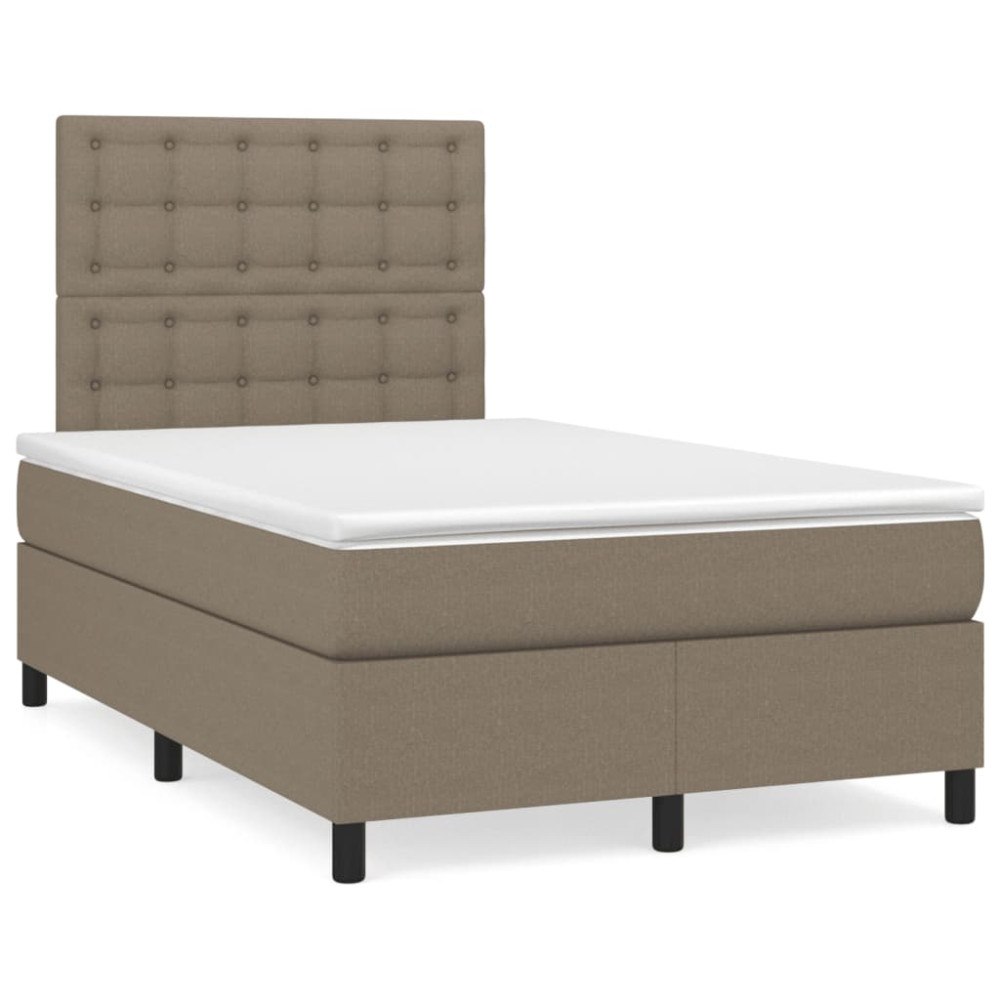 vidaXL Ramsäng med madrass & LED taupe 120x190 cm tyg