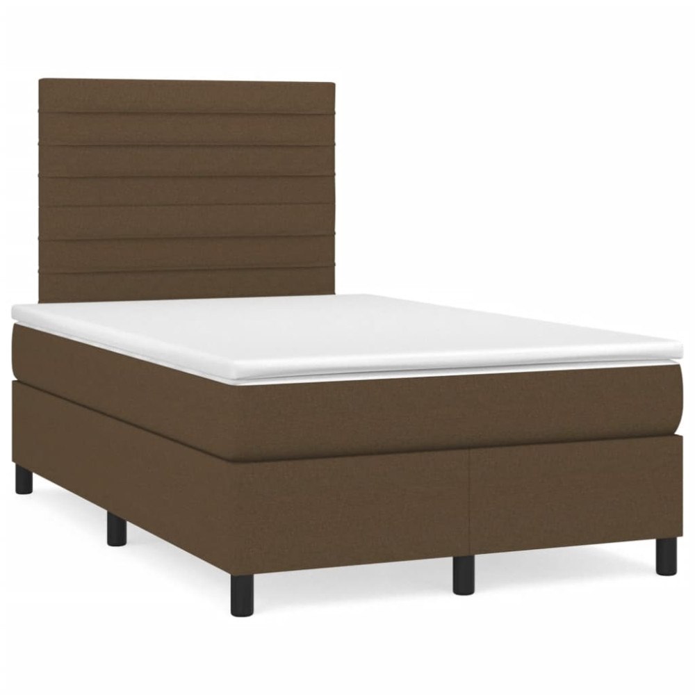 vidaXL Ramsäng med madrass mörkbrun 120x190 cm tyg