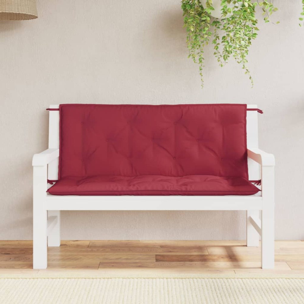 vidaXL Bänkdynor för trädgården 2st vinröd 120x50x7cm oxfordtyg