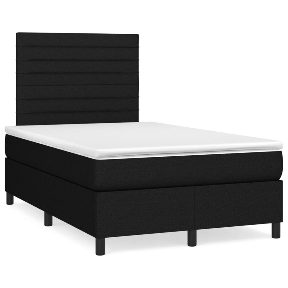vidaXL Ramsäng med madrass svart 120x190 cm tyg