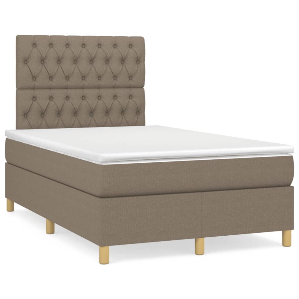 vidaXL Ramsäng med madrass taupe 120x190 cm tyg