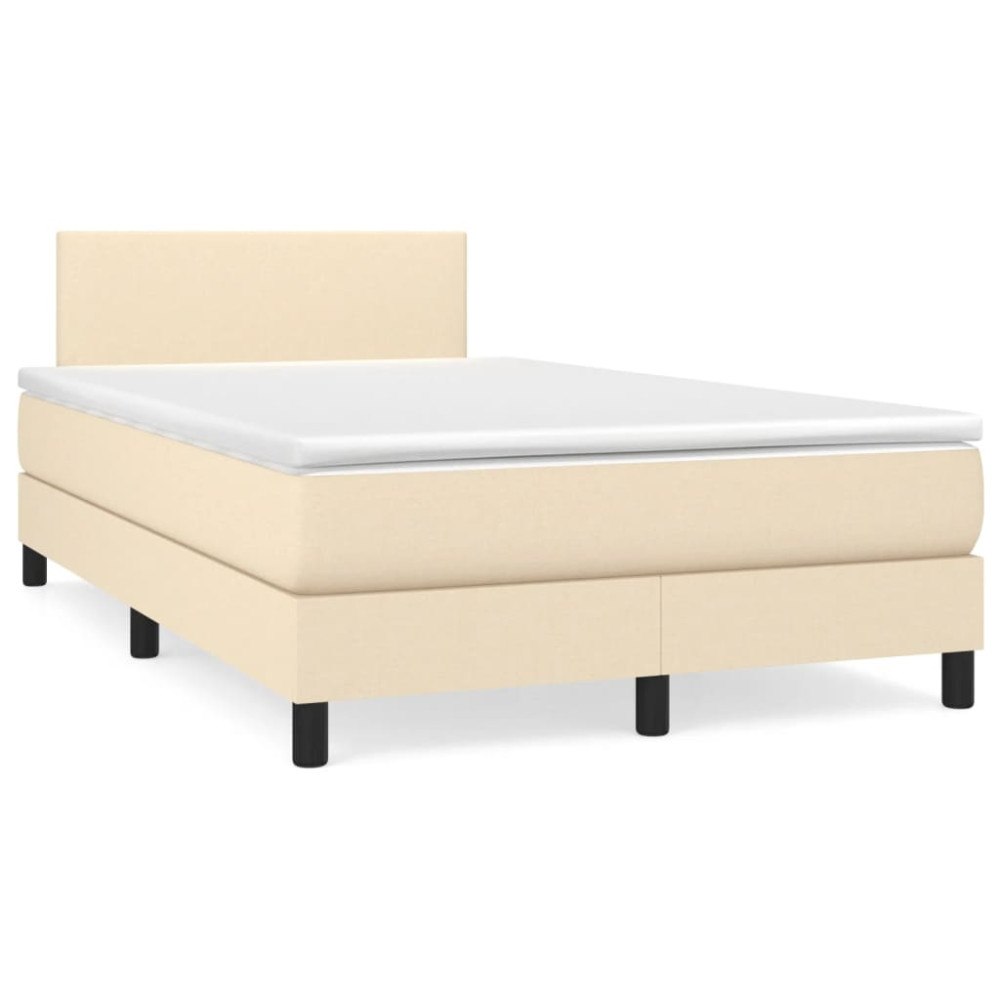 vidaXL Ramsäng med madrass gräddvit 120x190 cm tyg