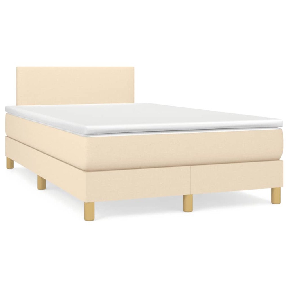 vidaXL Ramsäng med madrass gräddvit 120x190 cm tyg
