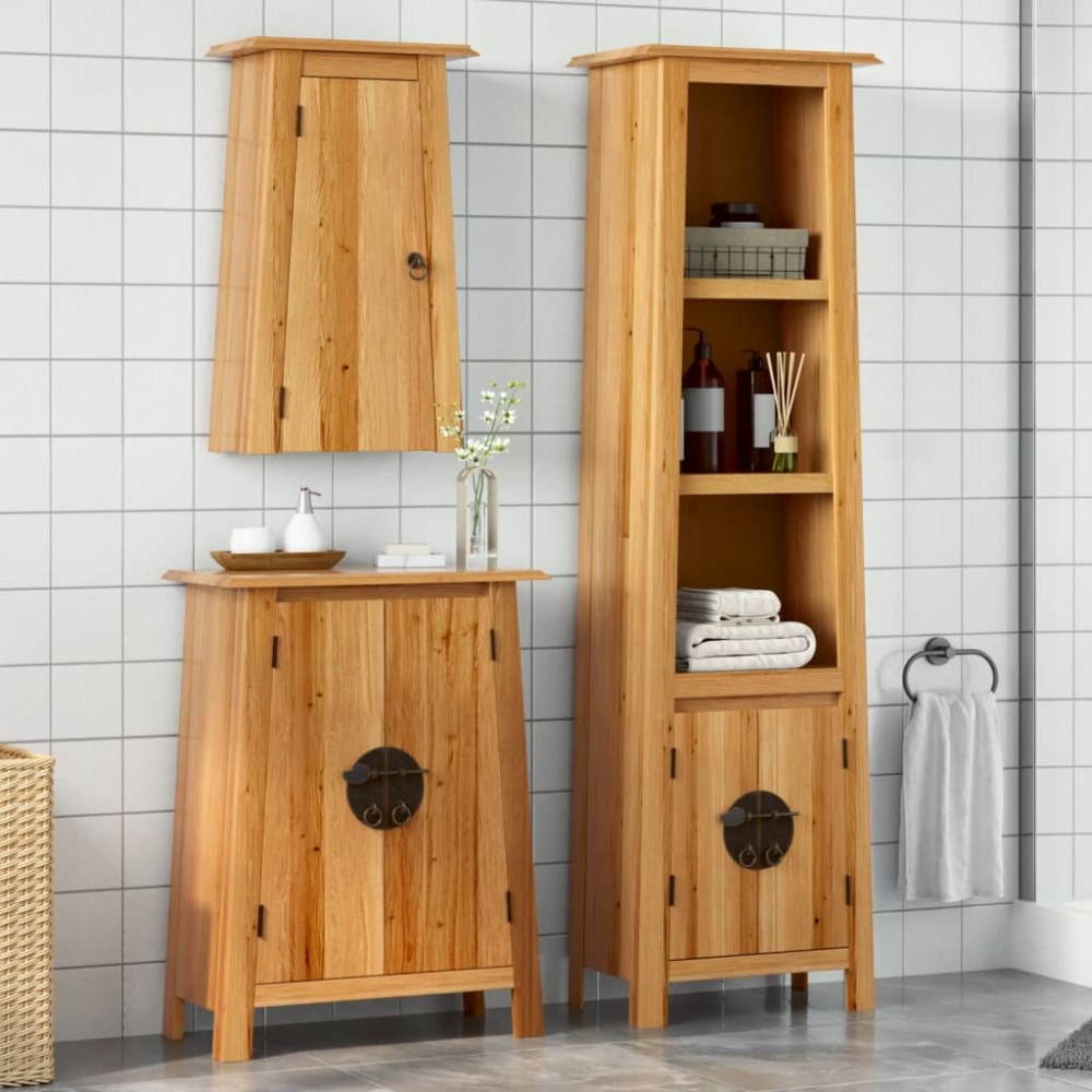 vidaXL Badrumsmöbler 3 delar massiv furu