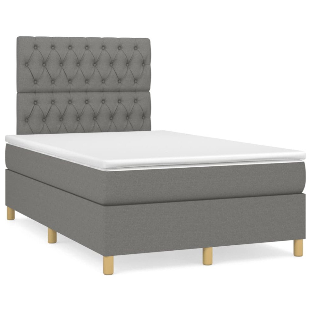 vidaXL Ramsäng med madrass mörkgrå 120x190 cm tyg