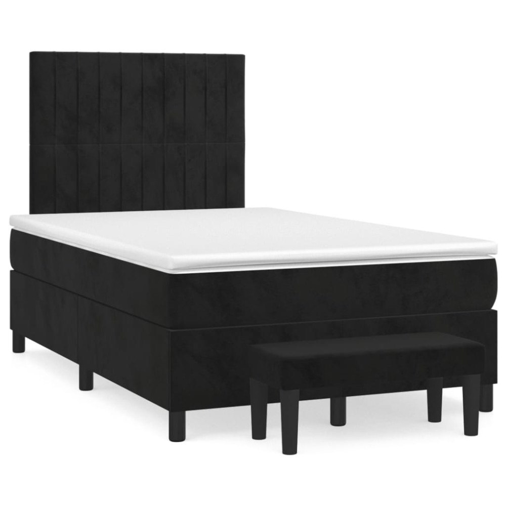 vidaXL Ramsäng med madrass svart 120x190 cm sammet