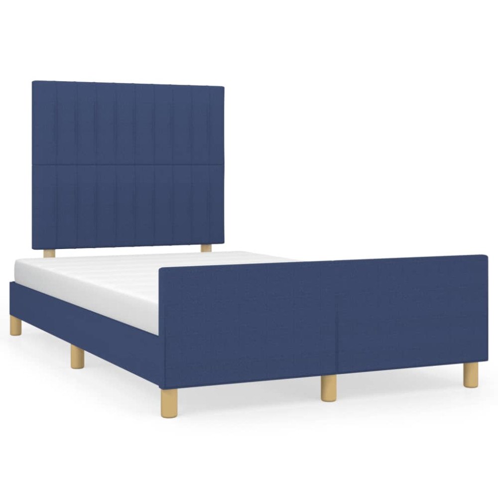 vidaXL sängram utan madrass blå 120x190 cm tyg
