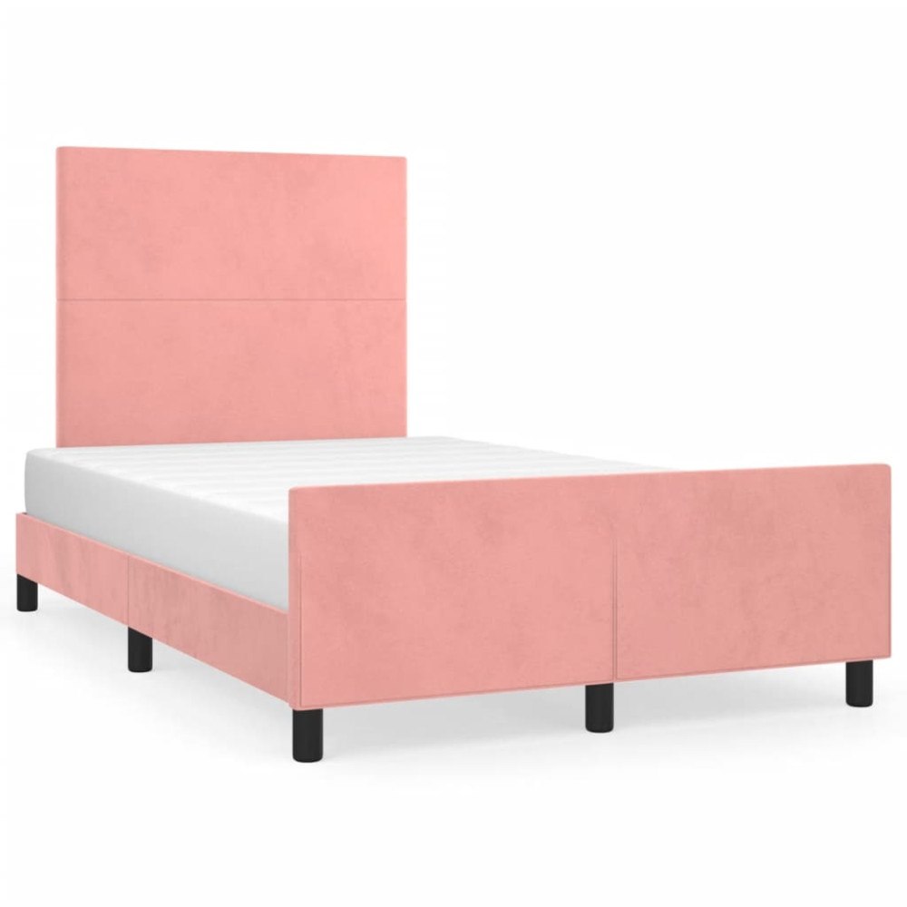 vidaXL sängram utan madrass rosa 120x190 cm sammet