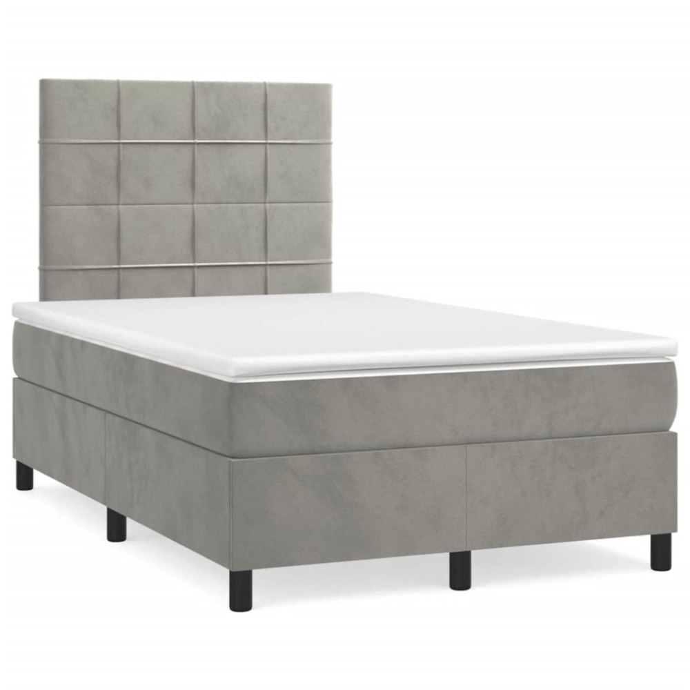 vidaXL Ramsäng med madrass ljusgrå 120x190 cm sammet