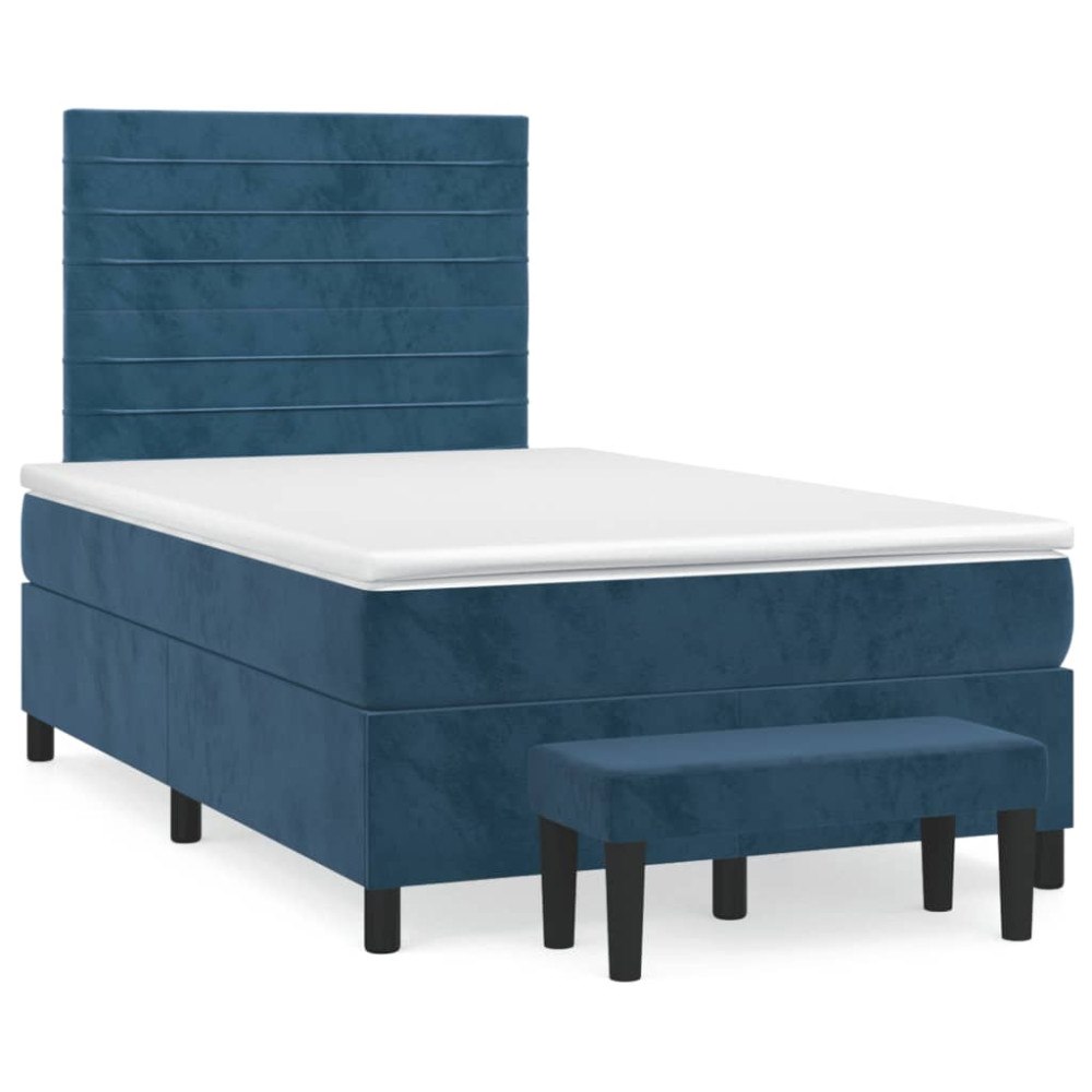 vidaXL Ramsäng med madrass mörkblå 120x190 cm sammet
