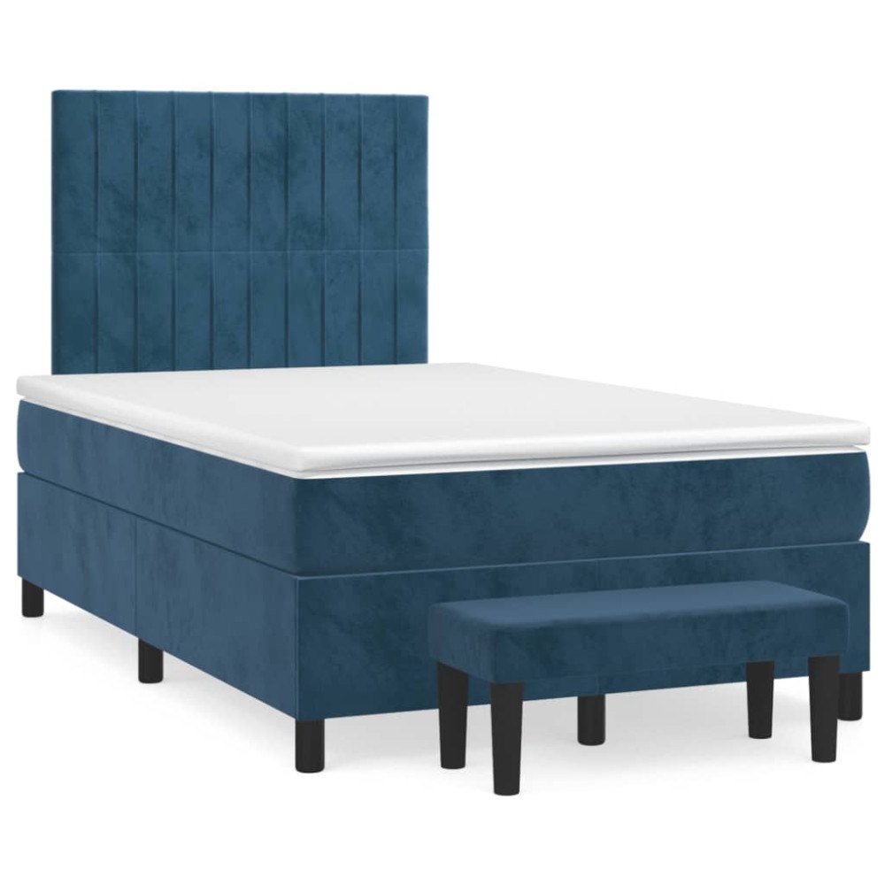 vidaXL Ramsäng med madrass mörkblå 120x190 cm sammet