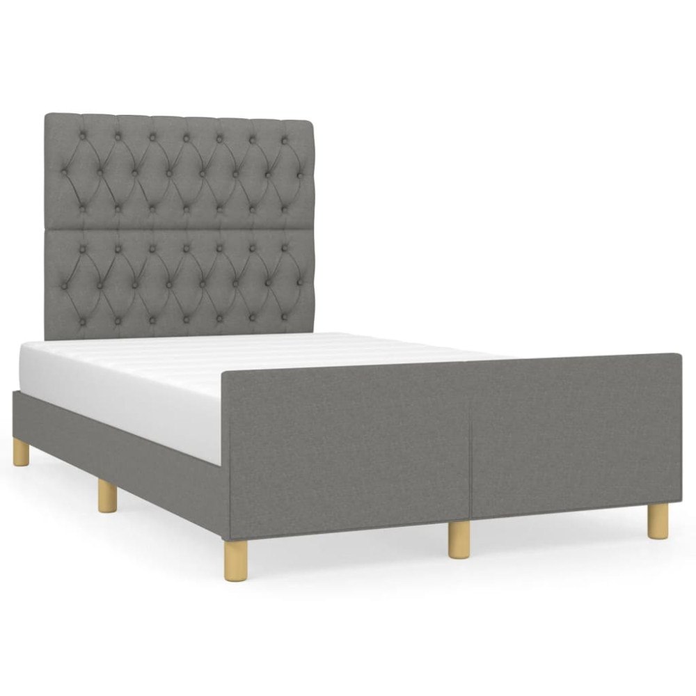 vidaXL sängram utan madrass mörkgrå 120x190 cm tyg