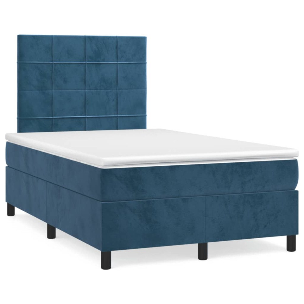 vidaXL Ramsäng med madrass mörkblå 120x190 cm sammet