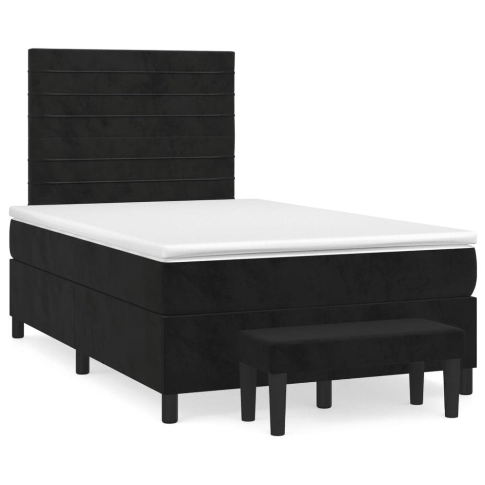 vidaXL Ramsäng med madrass svart 120x190 cm sammet