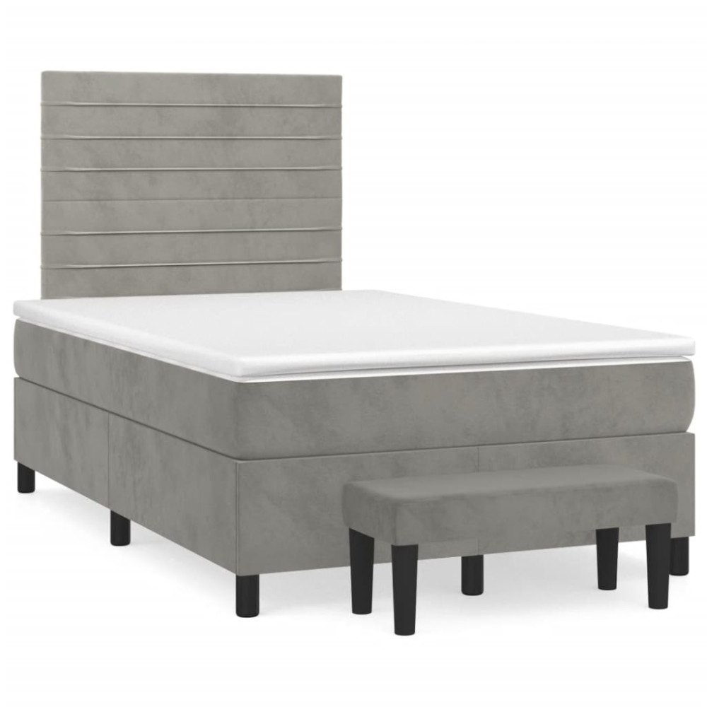 vidaXL Ramsäng med madrass ljusgrå 120x190 cm sammet