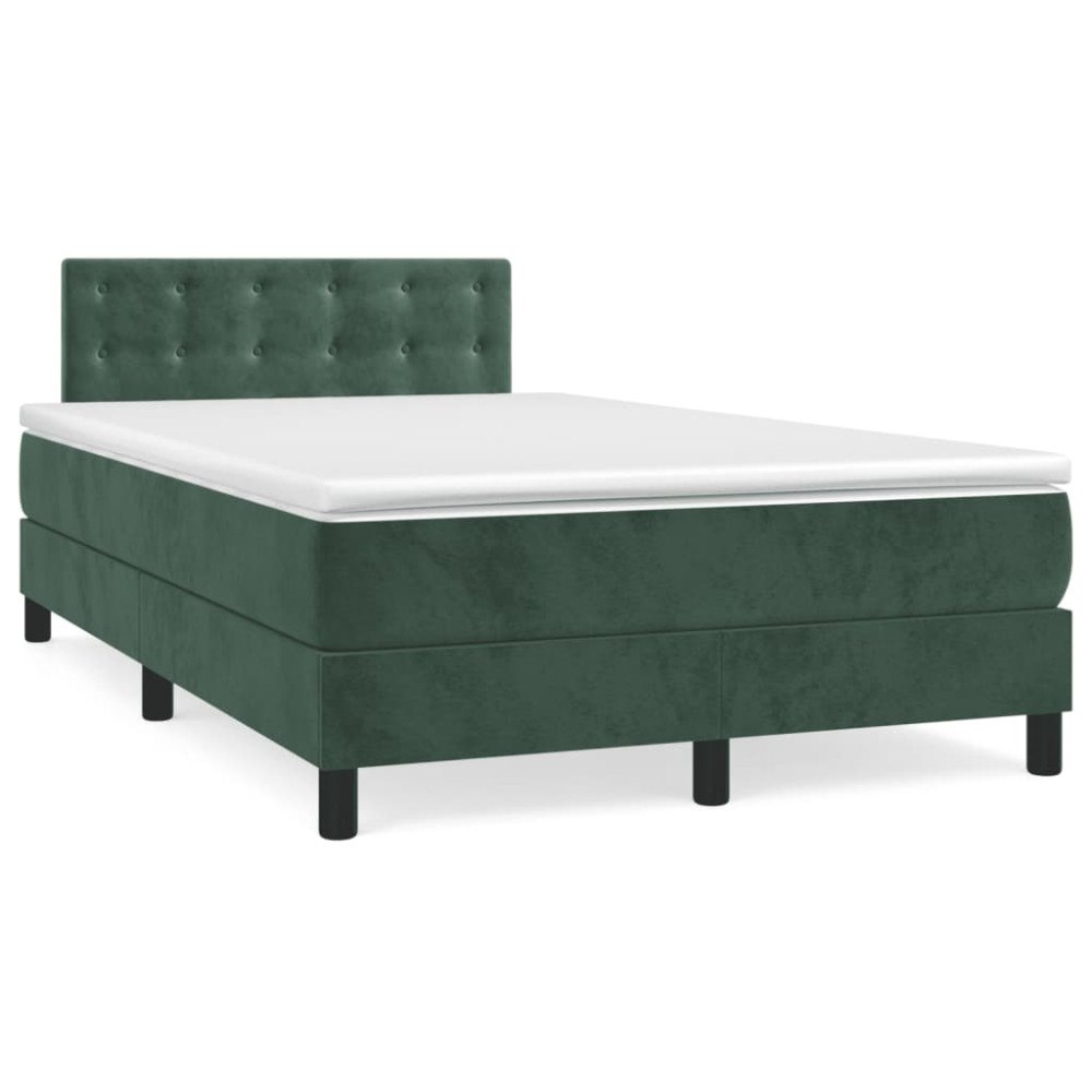 vidaXL Ramsäng med madrass mörkgrön 120x190 cm sammet