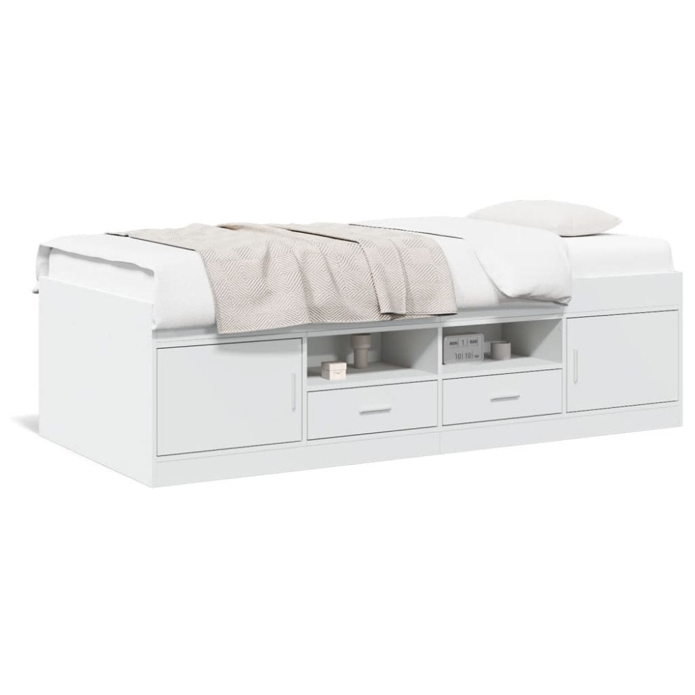 vidaXL Dagbädd med lådor utan madrass vit 75x190 cm