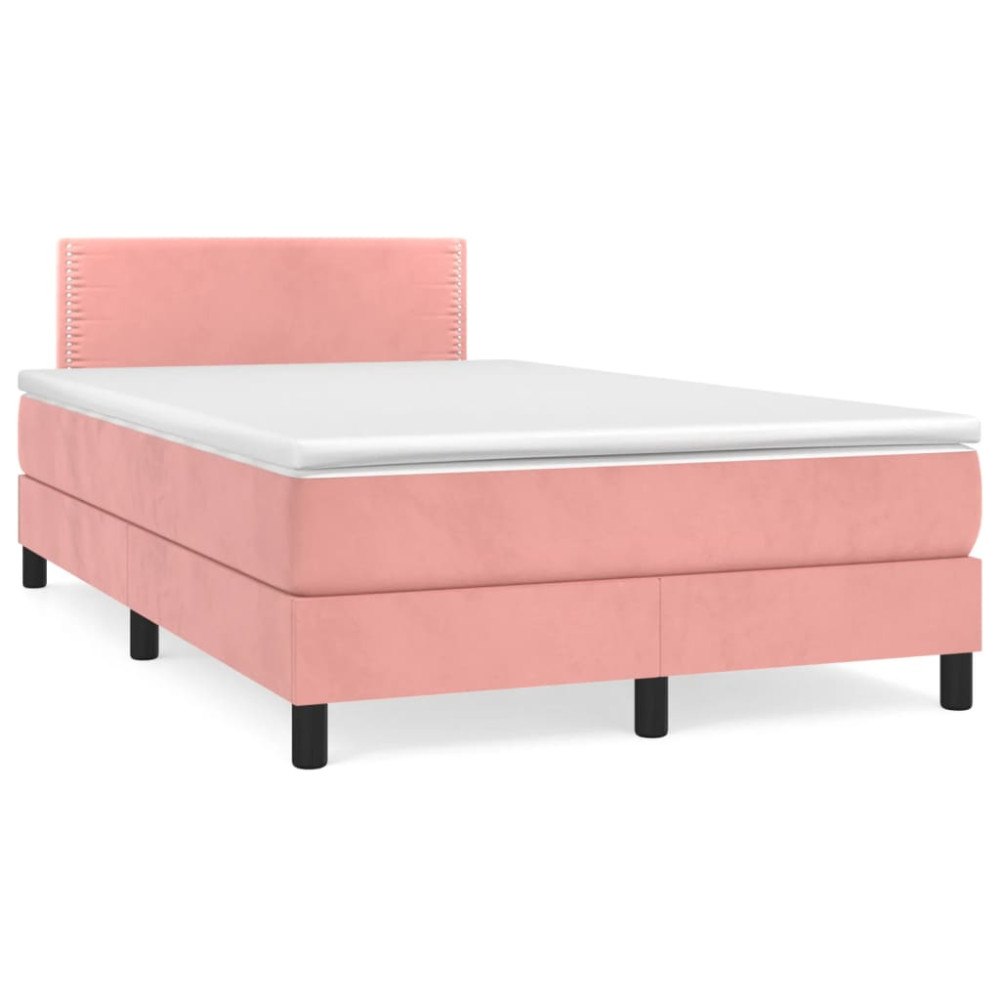 vidaXL Ramsäng med madrass rosa 120x190 cm sammet