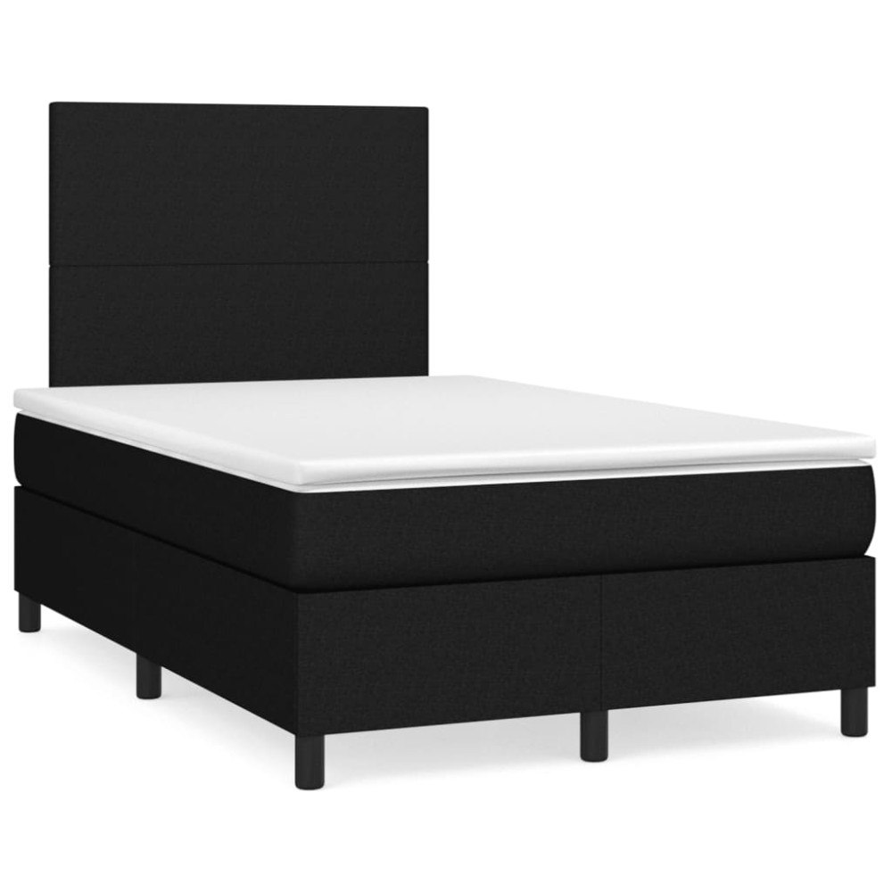 vidaXL Ramsäng med madrass svart 120x190 cm tyg