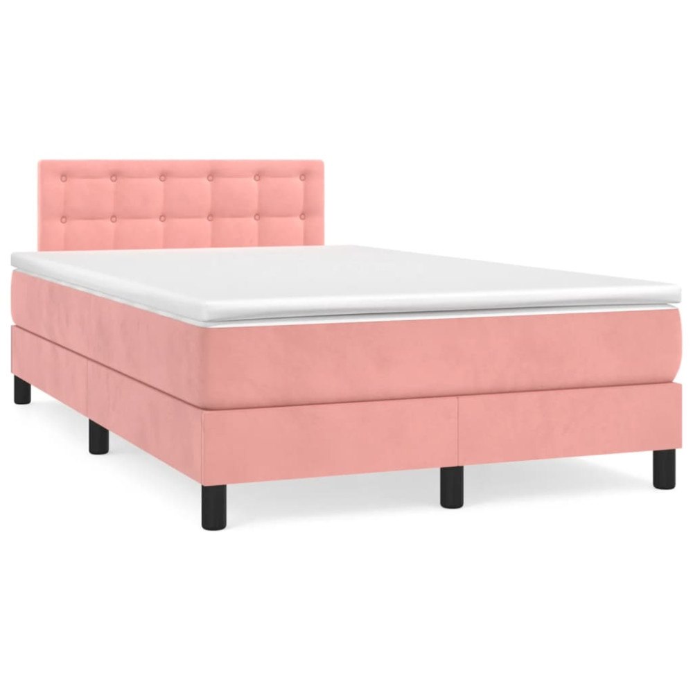 vidaXL Ramsäng med madrass & LED rosa 120x190 cm sammet