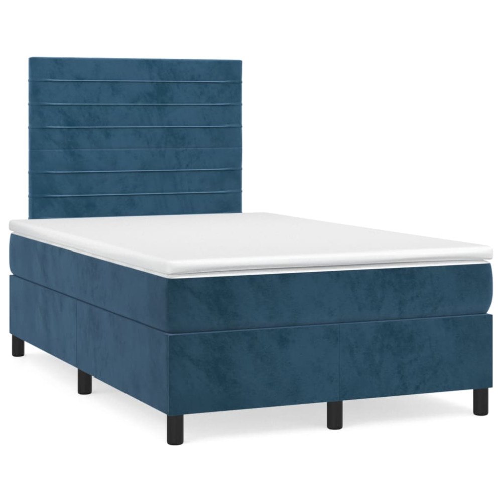vidaXL Ramsäng med madrass mörkblå 120x190 cm sammet